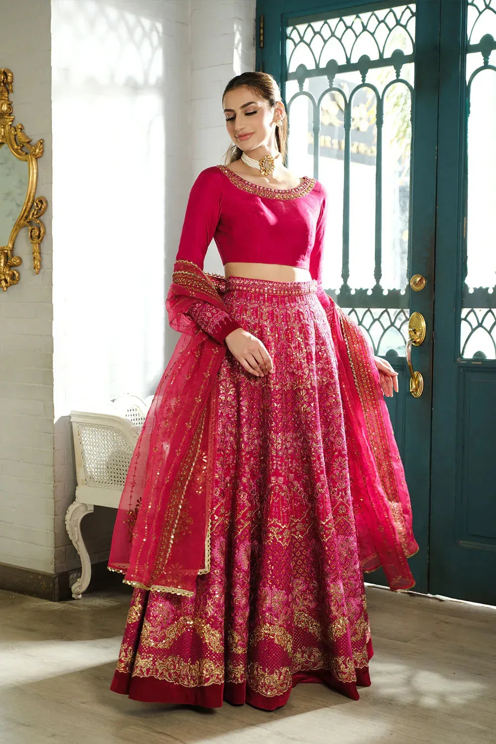 Saira Rizwan Naqsh Festive Fuchsia Raw Silk – view 9 – Poshaq