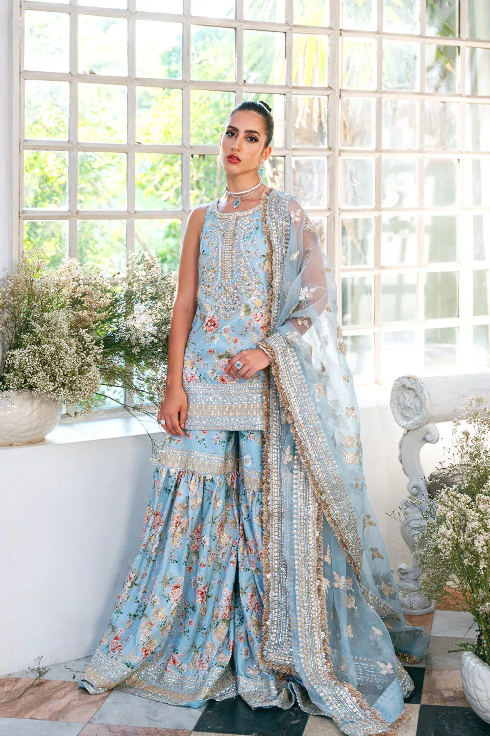 Saira Rizwan Naqsh Festive Blue Raw Silk – view 1 – Poshaq