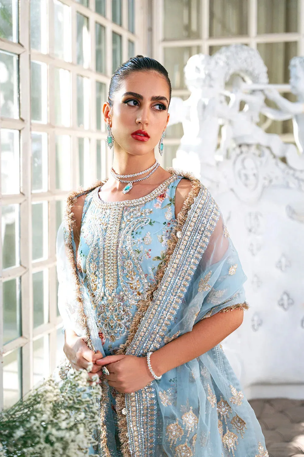 Saira Rizwan Naqsh Festive Blue Raw Silk – view 4 – Poshaq