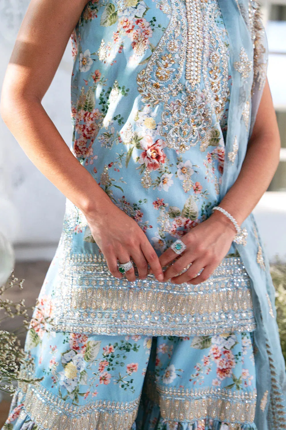 Saira Rizwan Naqsh Festive Blue Raw Silk – view 6 – Poshaq
