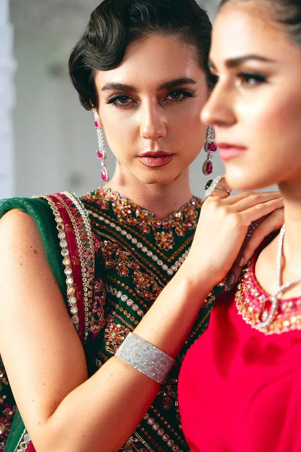 Saira Rizwan Naqsh Festive Bottle Green Raw Silk – view 12 – Poshaq
