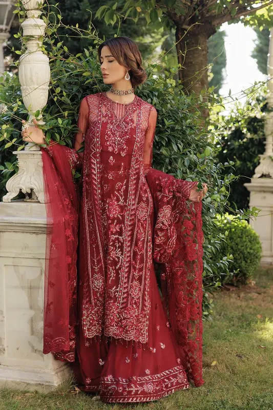 Saira Rizwan Lumiere Festive 23 Red Raw Silk – view 1 – Poshaq