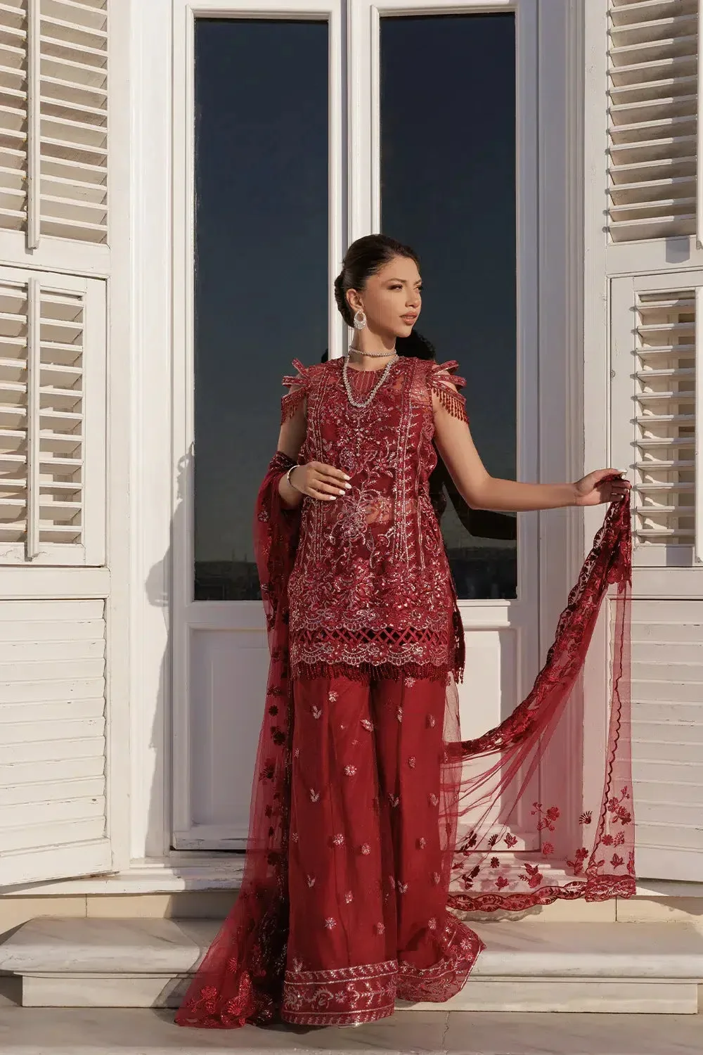 Saira Rizwan Lumiere Festive 23 Red Raw Silk – view 2 – Poshaq