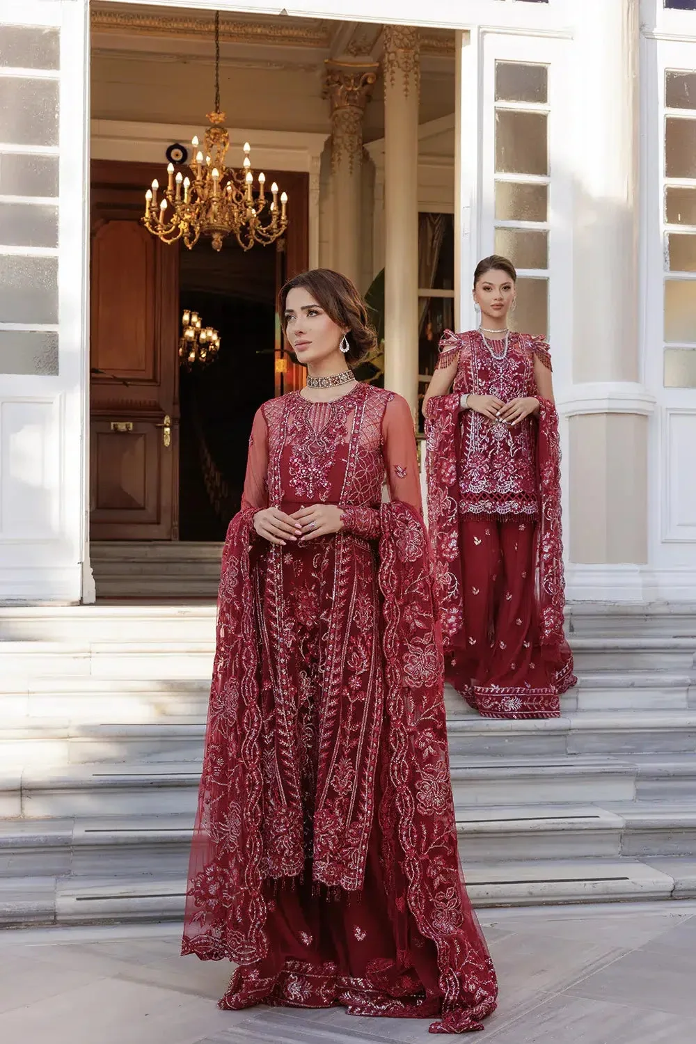 Saira Rizwan Lumiere Festive 23 Red Raw Silk – view 3 – Poshaq