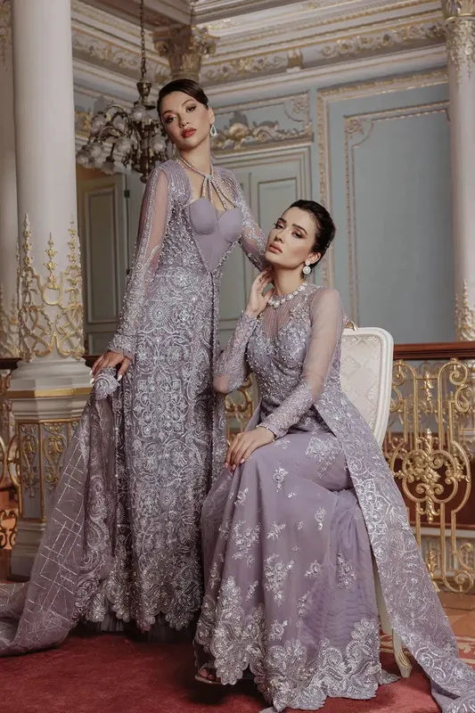 Saira Rizwan Lumiere Festive 23 Lilac Raw Silk – view 1 – Poshaq