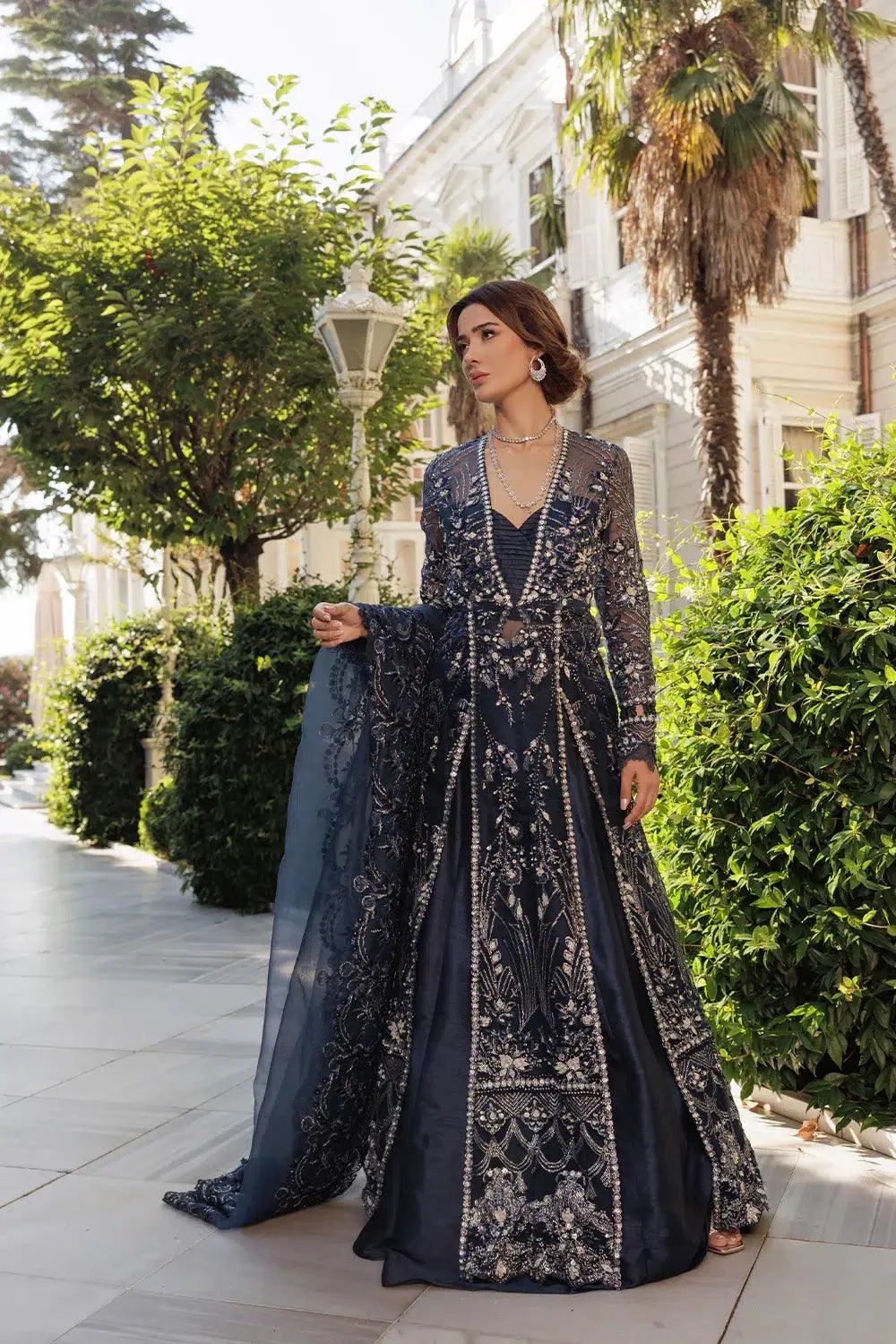 Saira Rizwan Lumiere Festive 23 Navy Blue Raw Silk – view 1 – Poshaq
