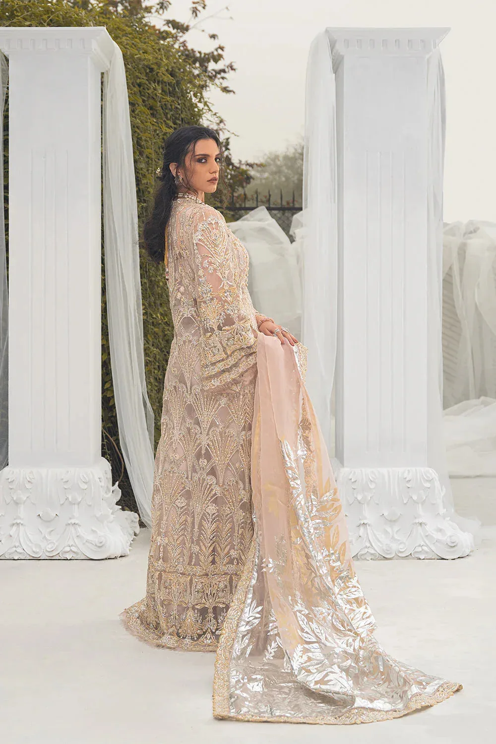 Saira Rizwan Serafina Festive Formals Peach Raw Silk – view 2 – Poshaq