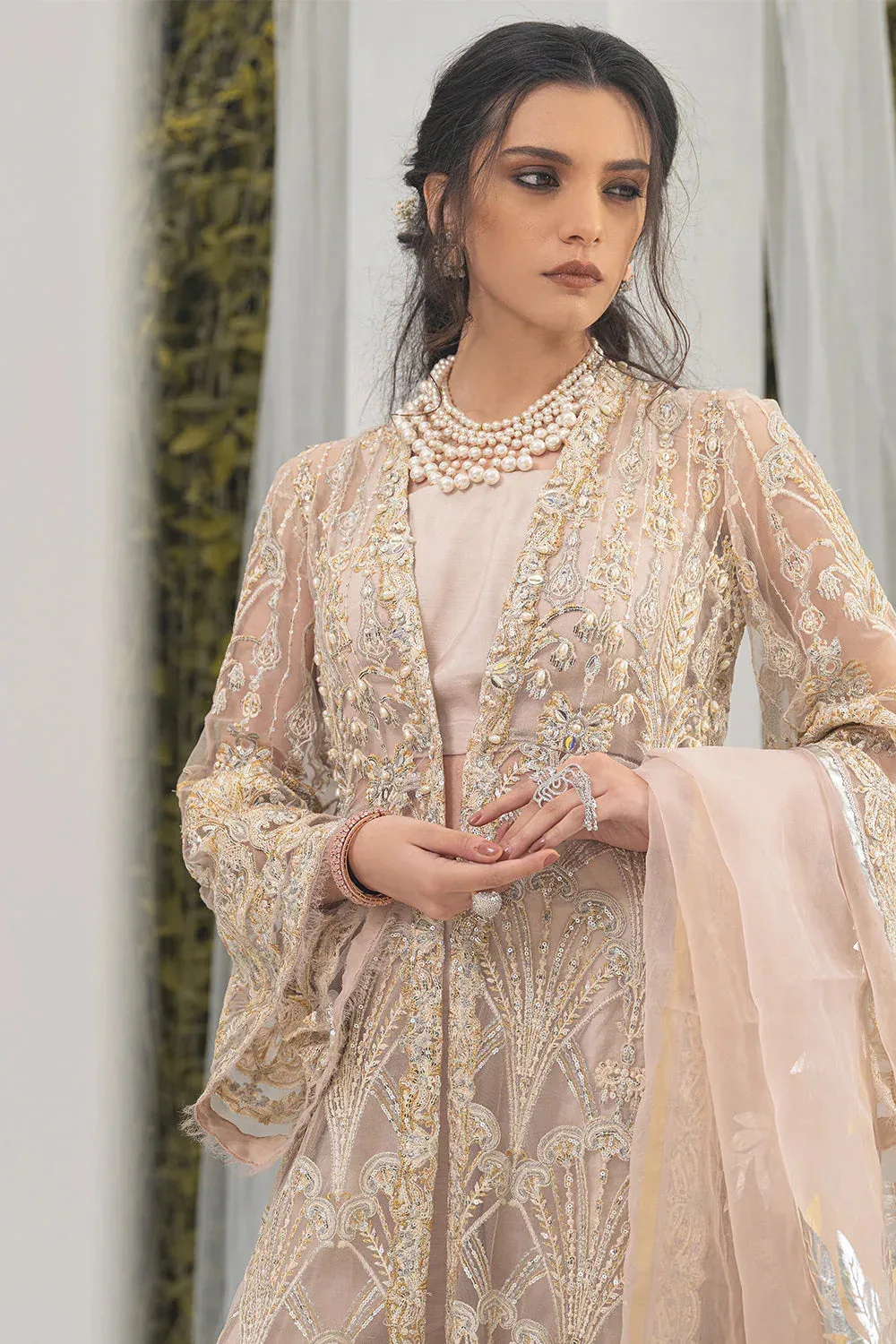 Saira Rizwan Serafina Festive Formals Peach Raw Silk – view 3 – Poshaq