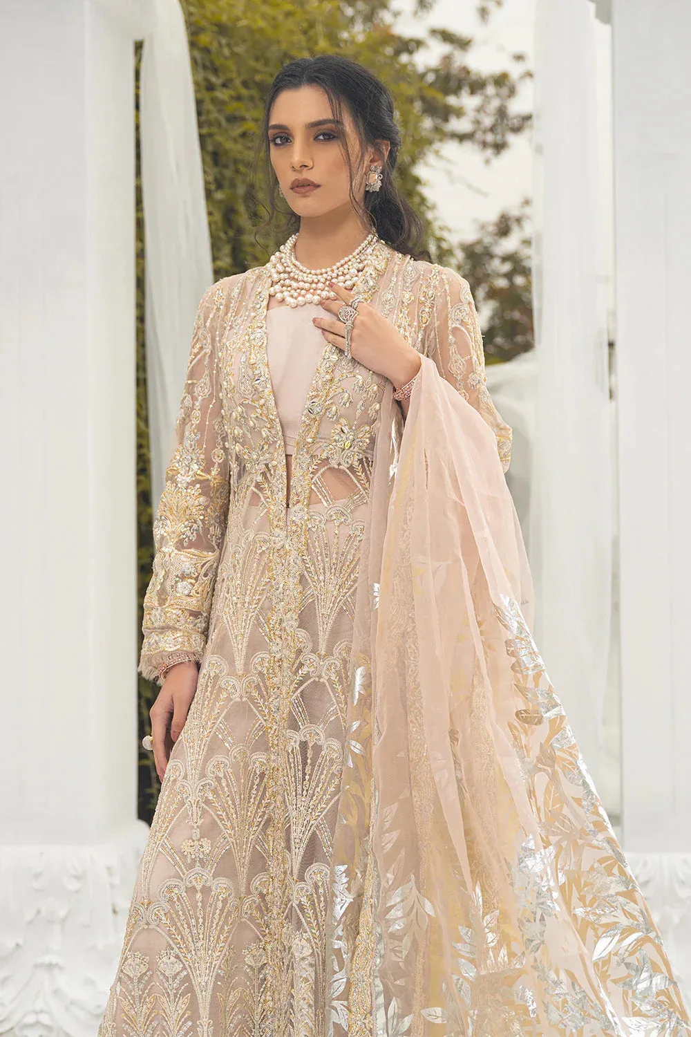 Saira Rizwan Serafina Festive Formals Peach Raw Silk – view 4 – Poshaq