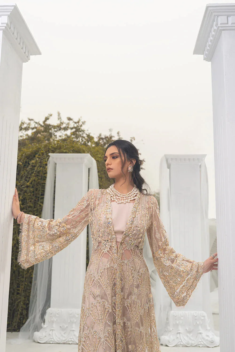 Saira Rizwan Serafina Festive Formals Peach Raw Silk – view 5 – Poshaq