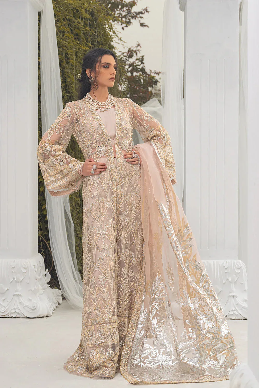 Saira Rizwan Serafina Festive Formals Peach Raw Silk – view 6 – Poshaq