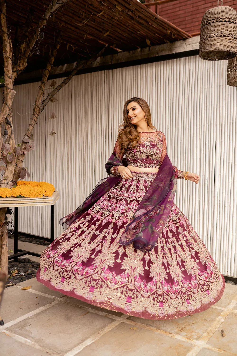 Saira Rizwan Serafina Festive Formals Maroon Silk – view 10 – Poshaq