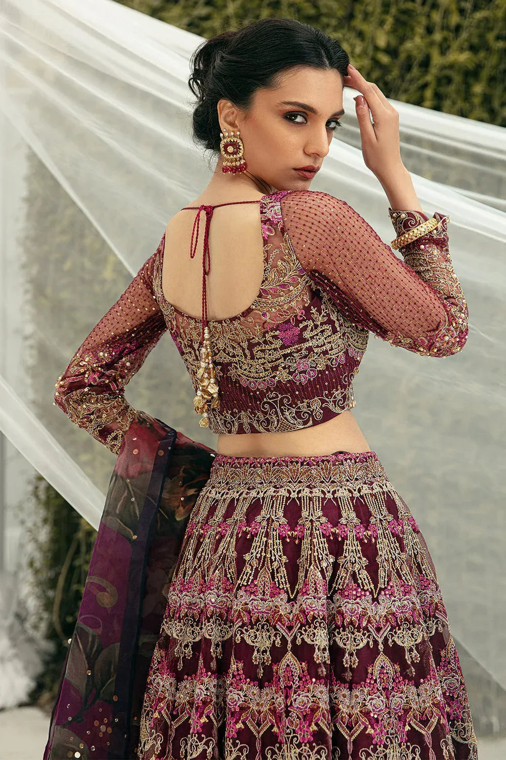 Saira Rizwan Serafina Festive Formals Maroon Silk – view 5 – Poshaq