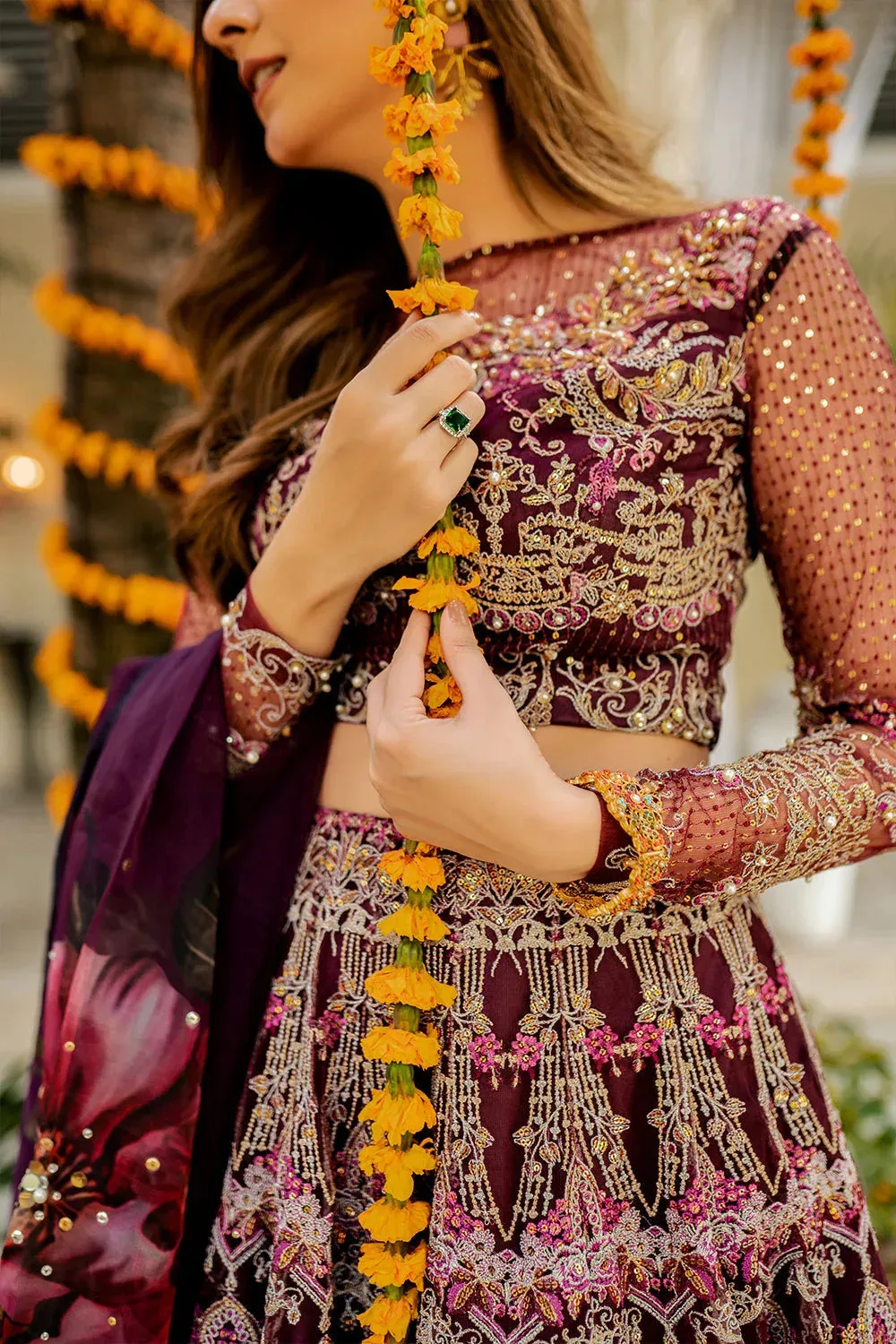 Saira Rizwan Serafina Festive Formals Maroon Silk – view 7 – Poshaq