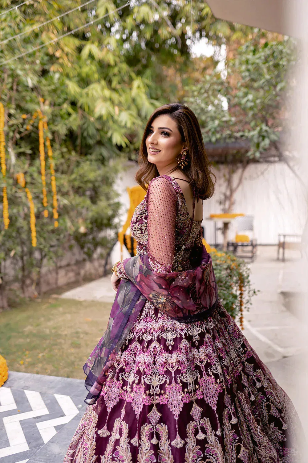 Saira Rizwan Serafina Festive Formals Maroon Silk – view 8 – Poshaq