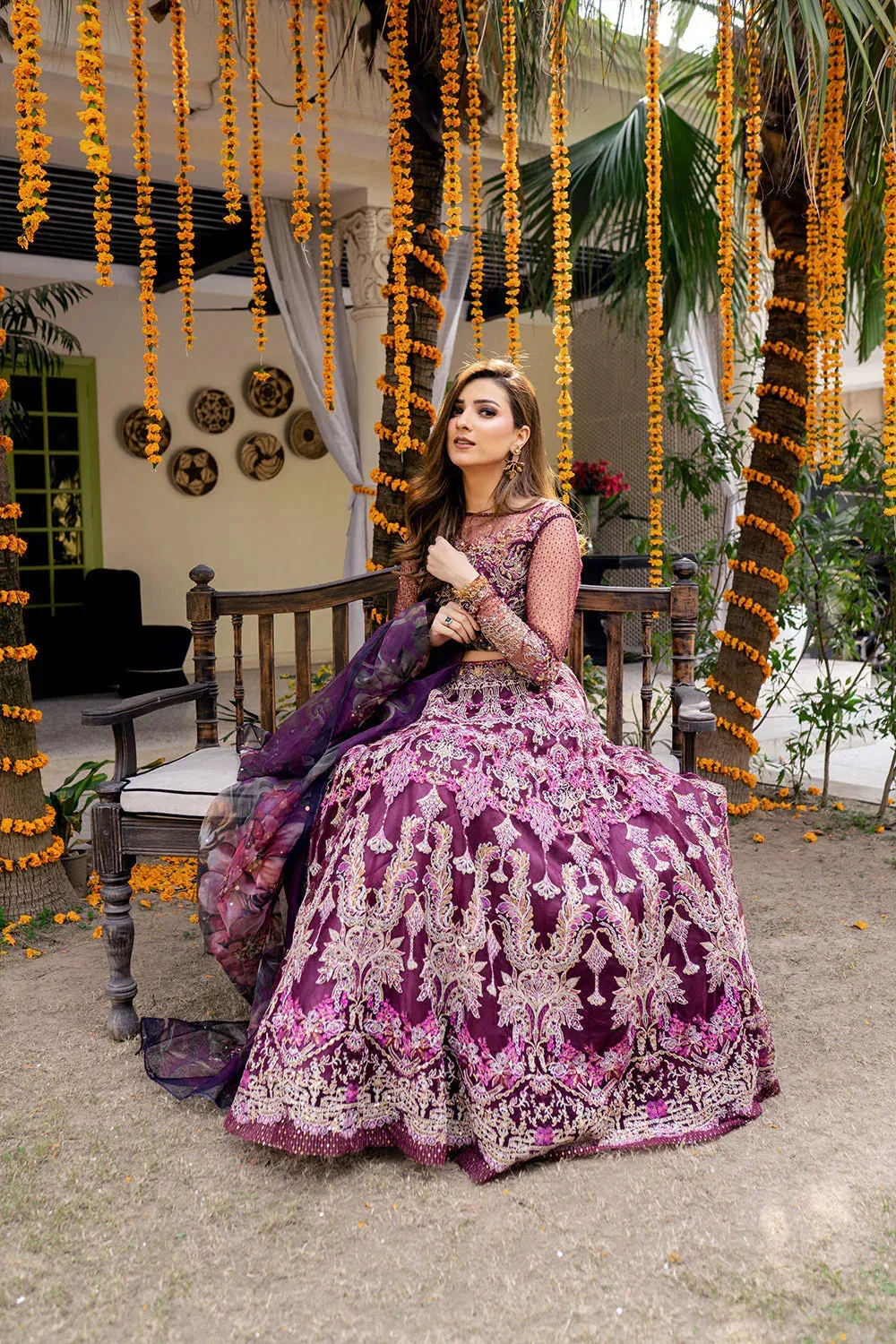 Saira Rizwan Serafina Festive Formals Maroon Silk – view 9 – Poshaq