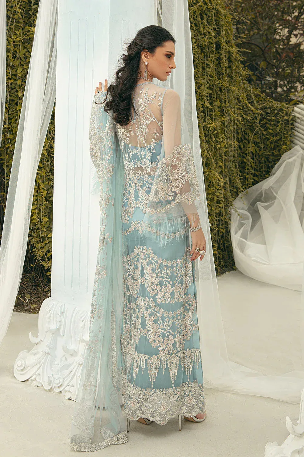 Saira Rizwan Serafina Festive Formals Blue Raw Silk – view 2 – Poshaq