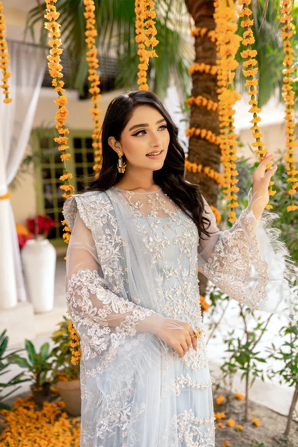 Saira Rizwan Serafina Festive Formals Blue Raw Silk – view 3 – Poshaq