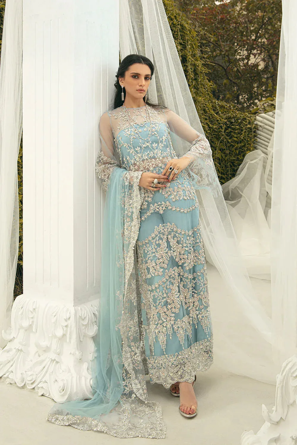 Saira Rizwan Serafina Festive Formals Blue Raw Silk – view 4 – Poshaq