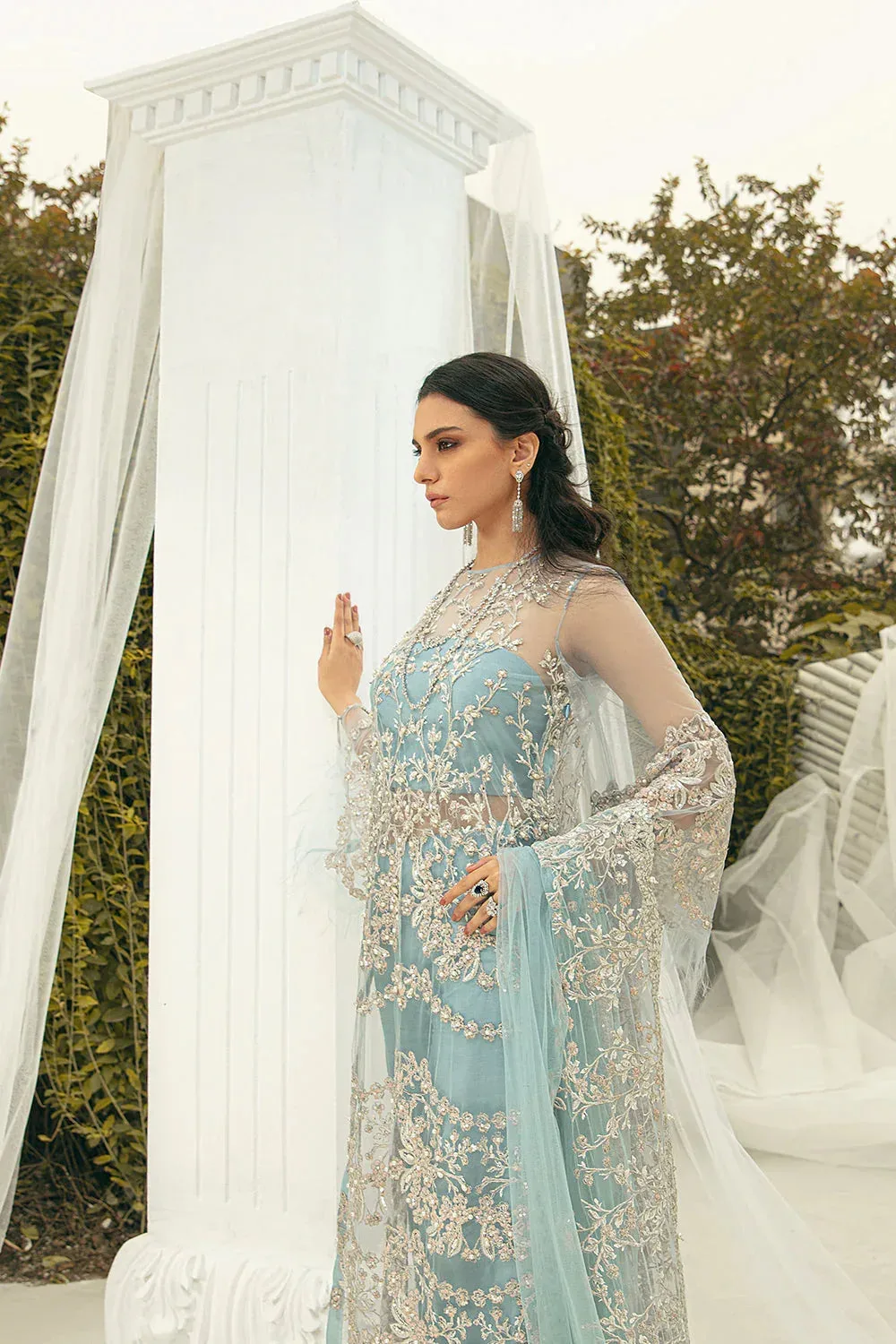 Saira Rizwan Serafina Festive Formals Blue Raw Silk – view 6 – Poshaq
