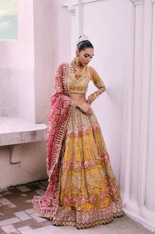 Saira Rizwan Serafina Festive Formals Mustard Raw Silk – view 1 – Poshaq