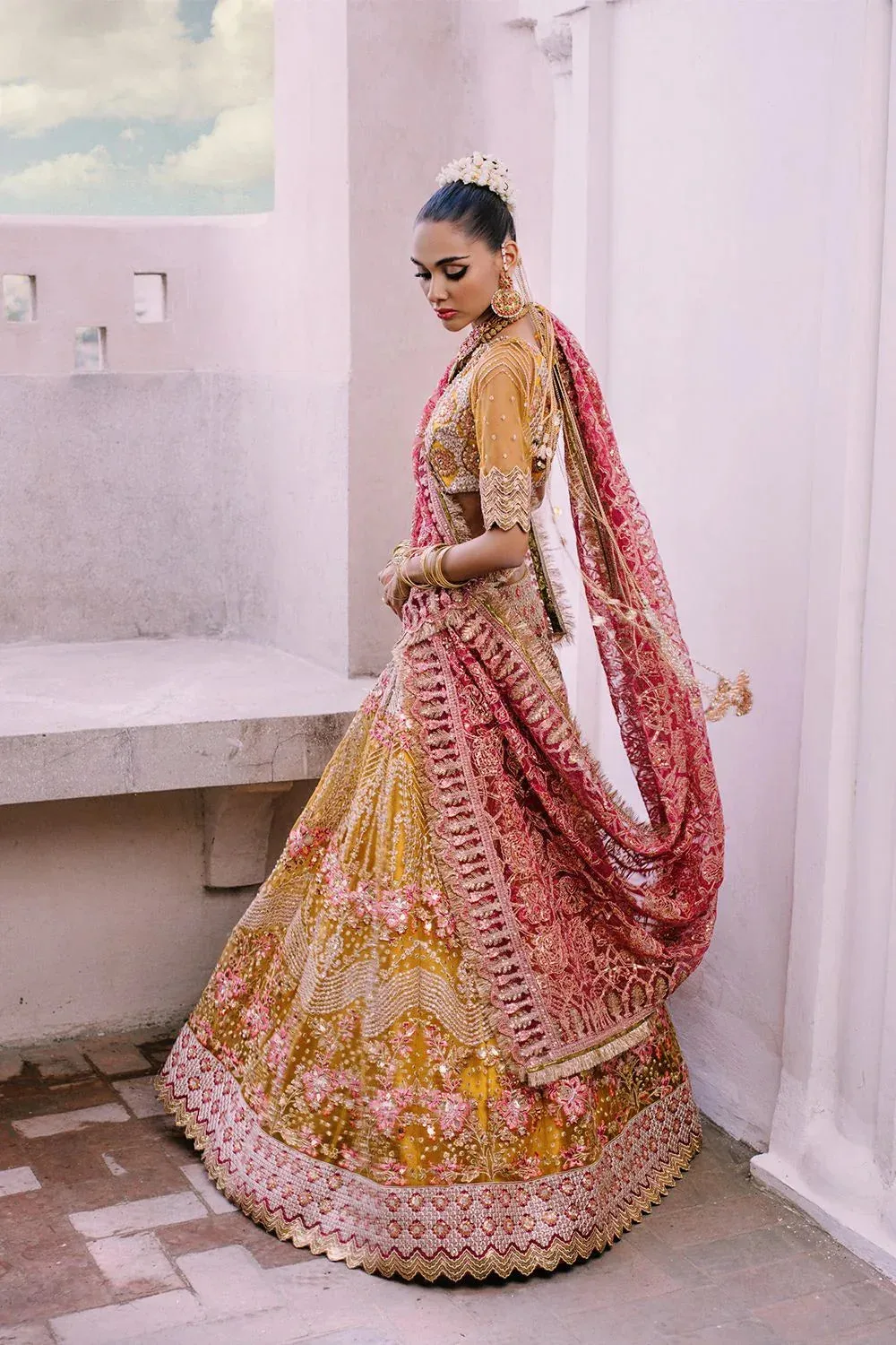Saira Rizwan Serafina Festive Formals Mustard Raw Silk – view 3 – Poshaq