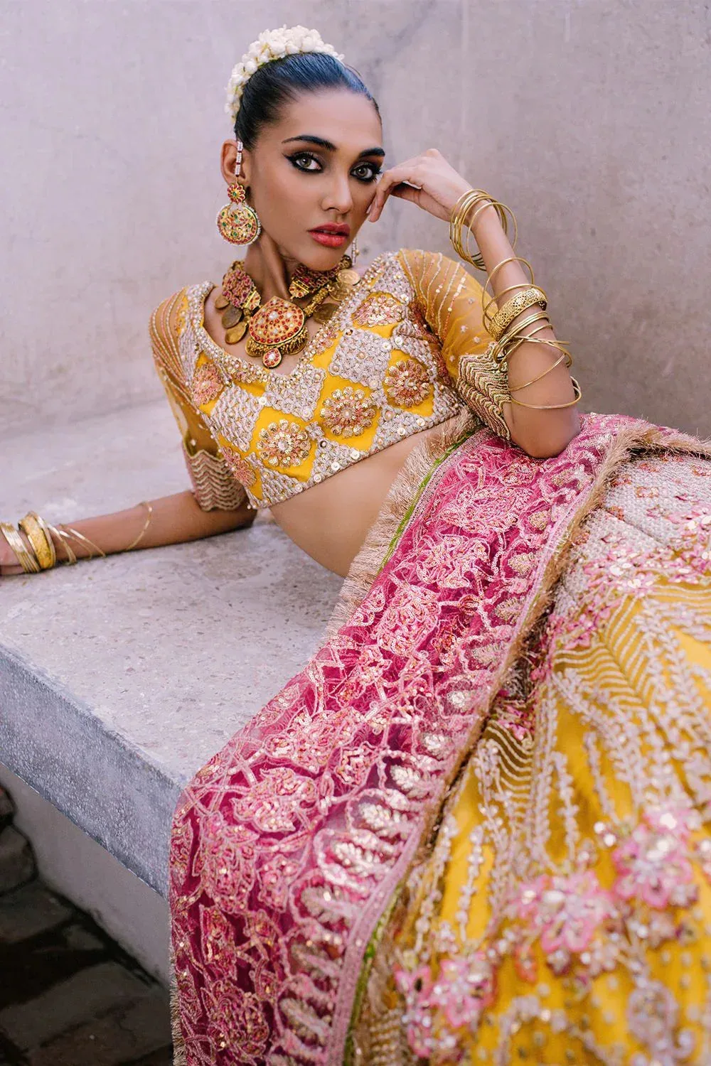 Saira Rizwan Serafina Festive Formals Mustard Raw Silk – view 4 – Poshaq