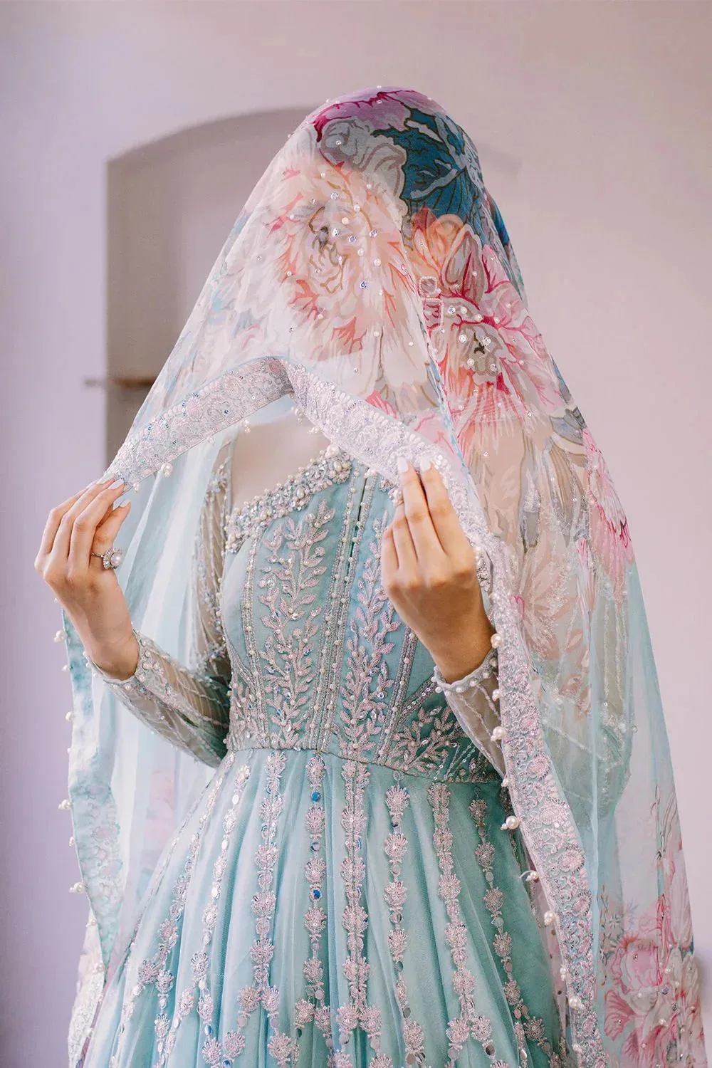 Saira Rizwan Serafina Festive Formals Blue Raw Silk – view 3 – Poshaq