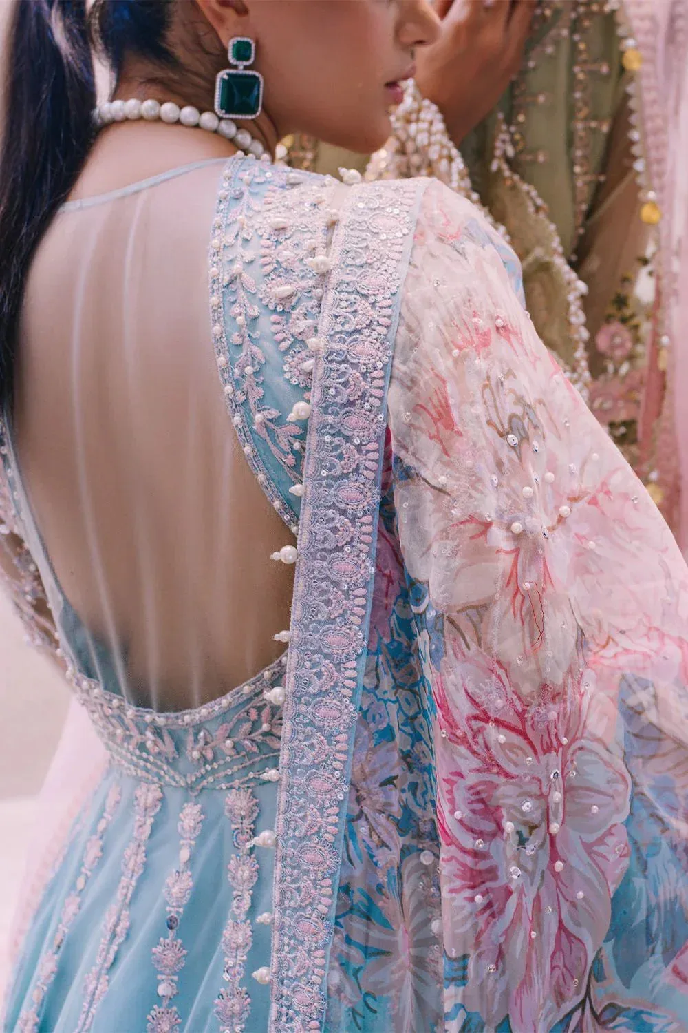 Saira Rizwan Serafina Festive Formals Blue Raw Silk – view 5 – Poshaq