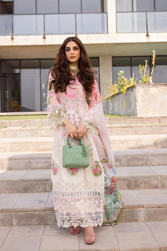 Saira Rizwan Luxury Lawn 24 Pink Organza – view 1 – Poshaq