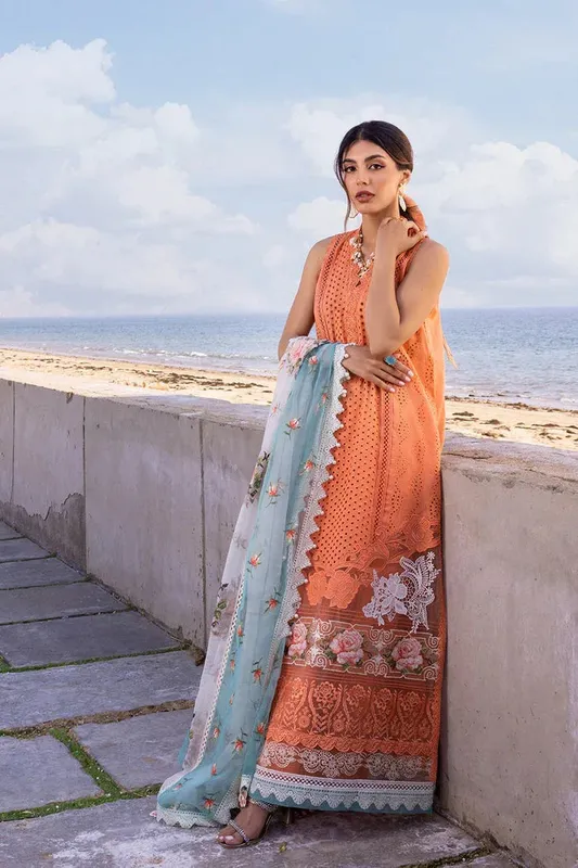 Saira Rizwan Luxury Lawn 24 Orange Cambric – view 1 – Poshaq