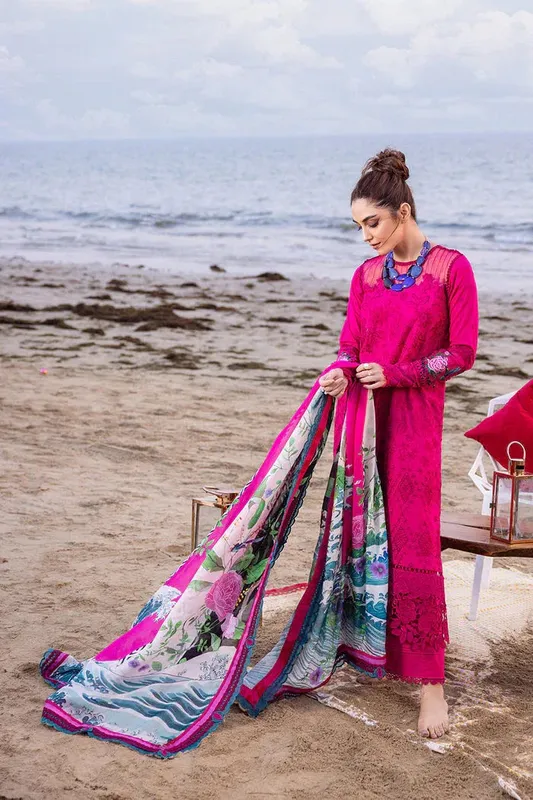 Saira Rizwan Luxury Lawn 24 Magenta Cambric – view 1 – Poshaq