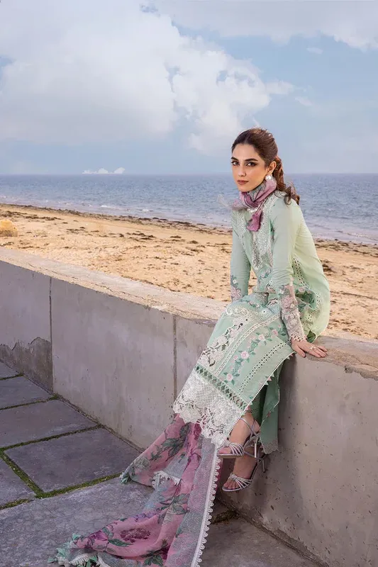 Saira Rizwan Luxury Lawn 24 Green Cambric – view 1 – Poshaq