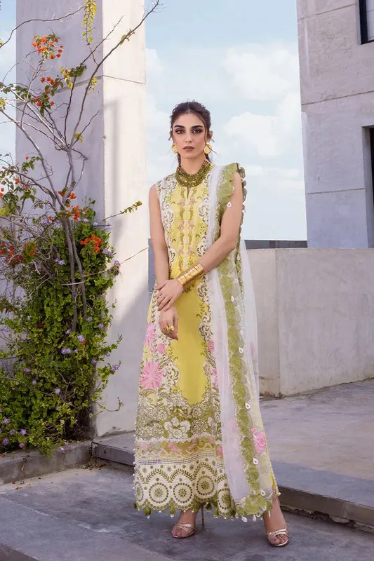 Saira Rizwan Luxury Lawn 24 Yellow Cambric – view 1 – Poshaq