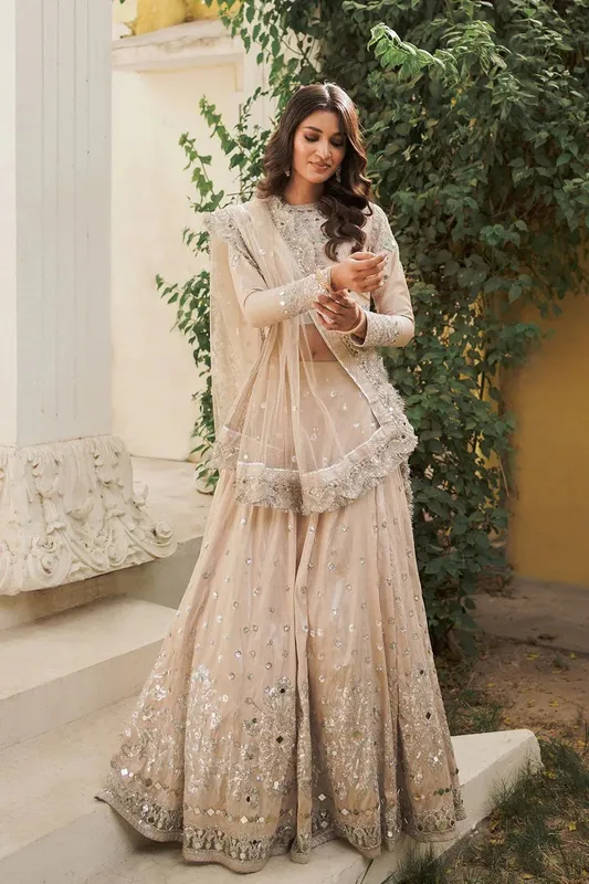 Saira Rizwan Mehr o mah Wedding Formals Beige Silk – view 1 – Poshaq