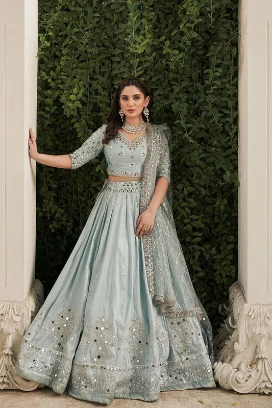 Saira Rizwan Mehr o mah Wedding Formals Blue Silk – view 1 – Poshaq