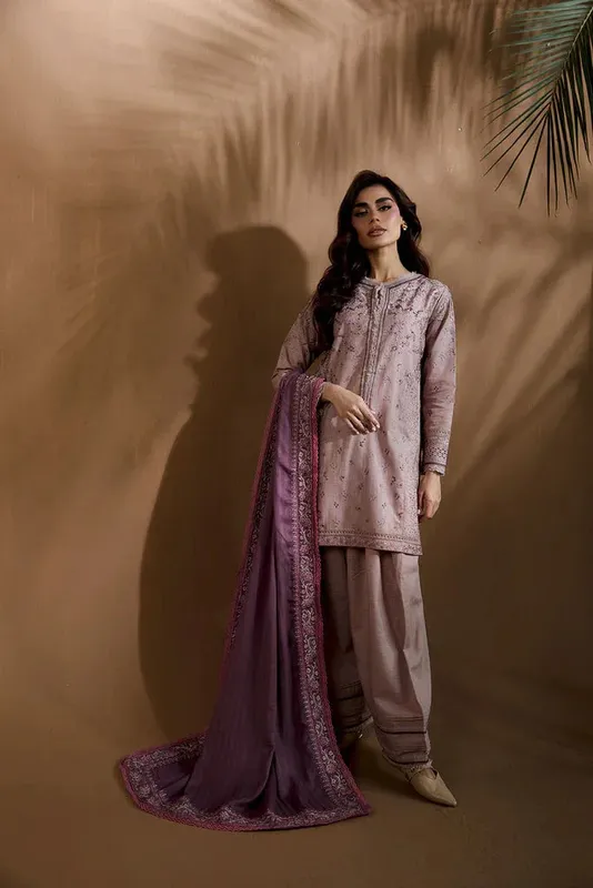 Sobia Nazir Winter Shawl 25 Soft Lilac Khaddar – view 1 – Poshaq