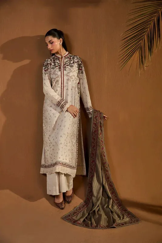 Sobia Nazir Winter Shawl 25 Off White Khaddar – view 1 – Poshaq