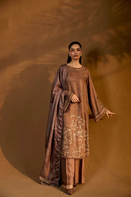 Sobia Nazir Winter Shawl 25 Brown – view 1 – Poshaq