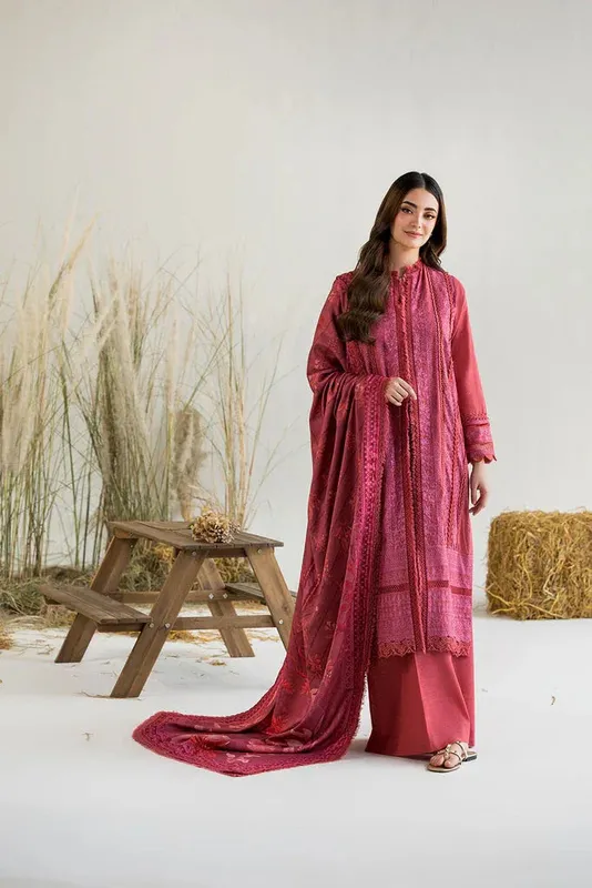 Sobia Nazir Winter 25 Purple Red Jacquard – view 1 – Poshaq