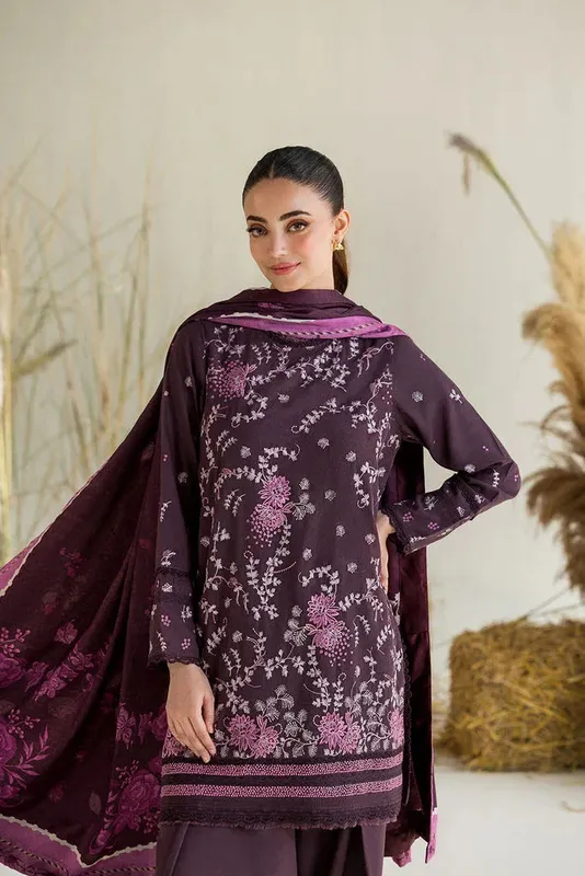 Sobia Nazir Winter 25 Plum Red Jacquard – view 1 – Poshaq