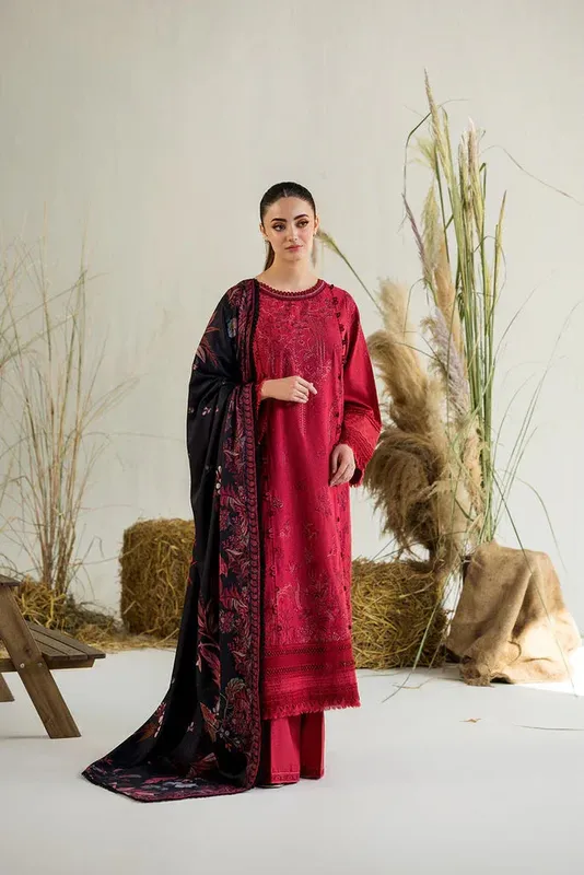 Sobia Nazir Winter 25 Red Jacquard – view 1 – Poshaq
