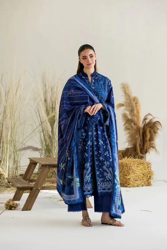 Sobia Nazir Winter 25 Blue Jacquard – view 1 – Poshaq