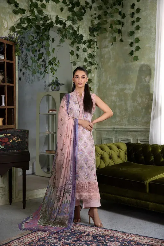 Sobia Nazir Vital Lawn 25 Pink Chiffon – view 1 – Poshaq