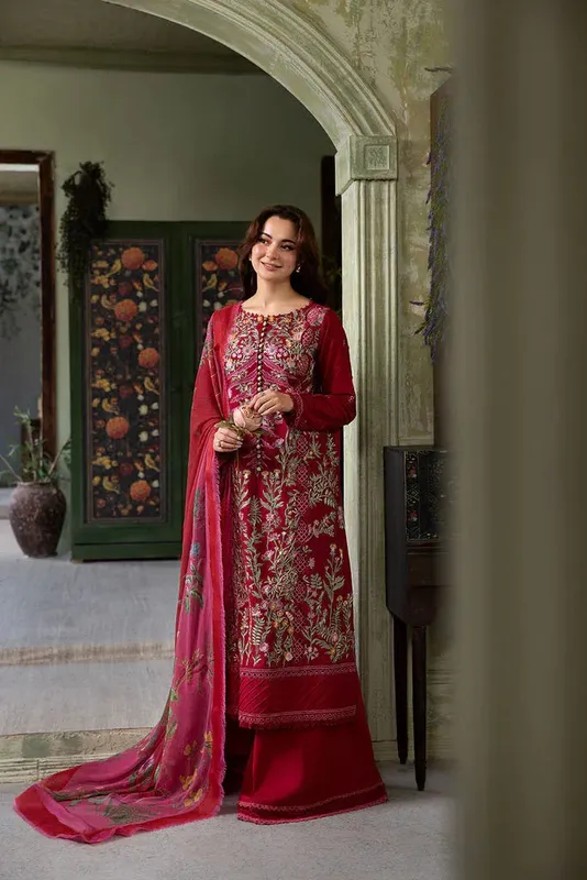 Sobia Nazir Vital Lawn 25 Red Chiffon – view 1 – Poshaq