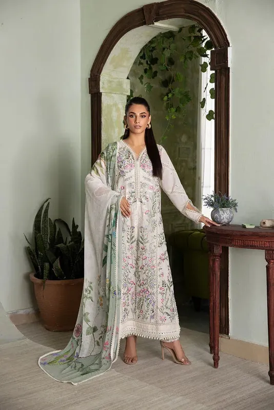 Sobia Nazir Vital Lawn 25 White Chiffon – view 1 – Poshaq