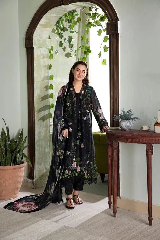 Sobia Nazir Vital Lawn 25 Black Chiffon – view 1 – Poshaq