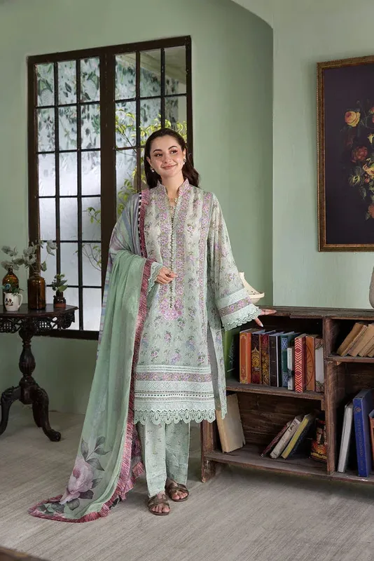 Sobia Nazir Vital Lawn 25 Mint Chiffon – view 1 – Poshaq