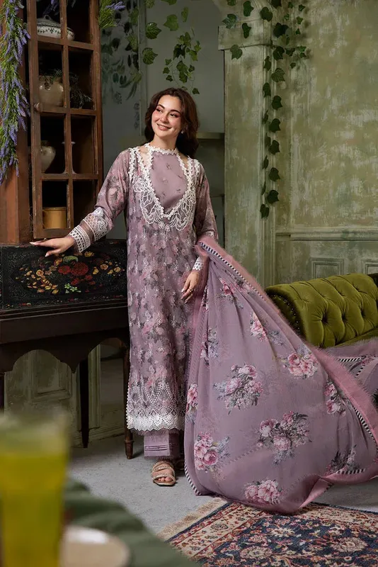 Sobia Nazir Vital Lawn 25 Light Lavender Chiffon – view 1 – Poshaq