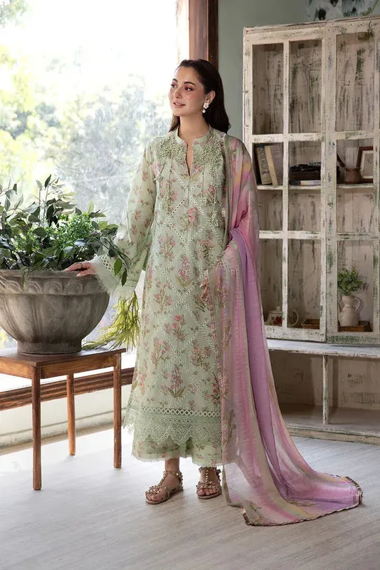 Sobia Nazir Vital Lawn 25 Mint Green Chiffon – view 1 – Poshaq
